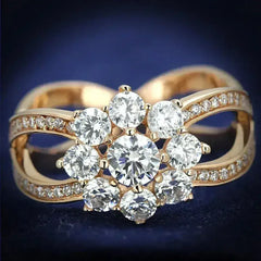 TS586 - Rose Gold 925 Sterling Silver Ring with AAA Grade CZ in Clear - Femstylo