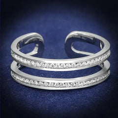 TS605 - Rhodium 925 Sterling Silver Ring with AAA Grade CZ in Clear - Femstylo