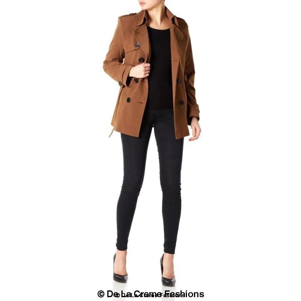 Womens Spring/Summer Double Breasted Short Belted Coat (1710-SP)