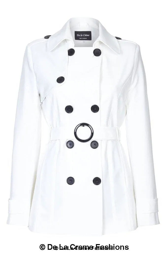 Womens Spring/Summer Double Breasted Short Belted Coat (1710-SP)