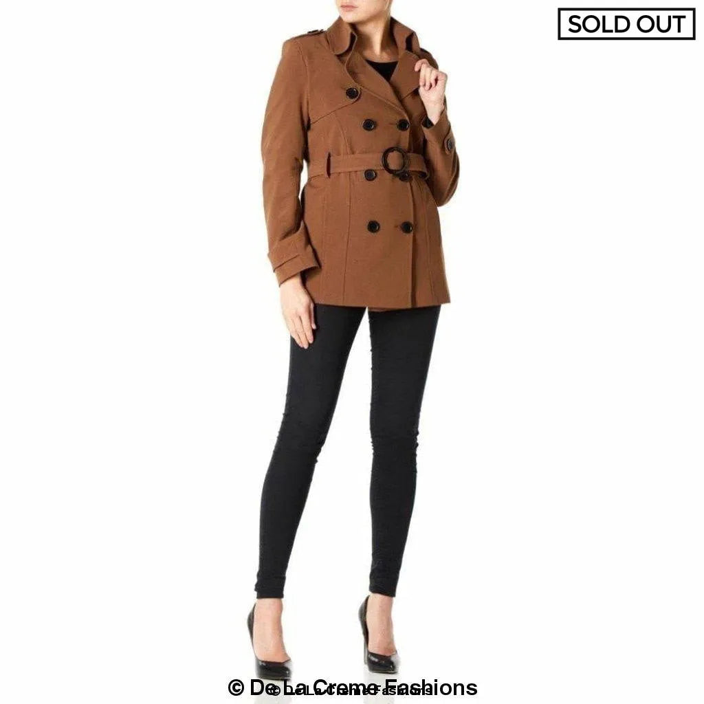 Womens Spring/Summer Double Breasted Short Belted Coat (1710-SP)