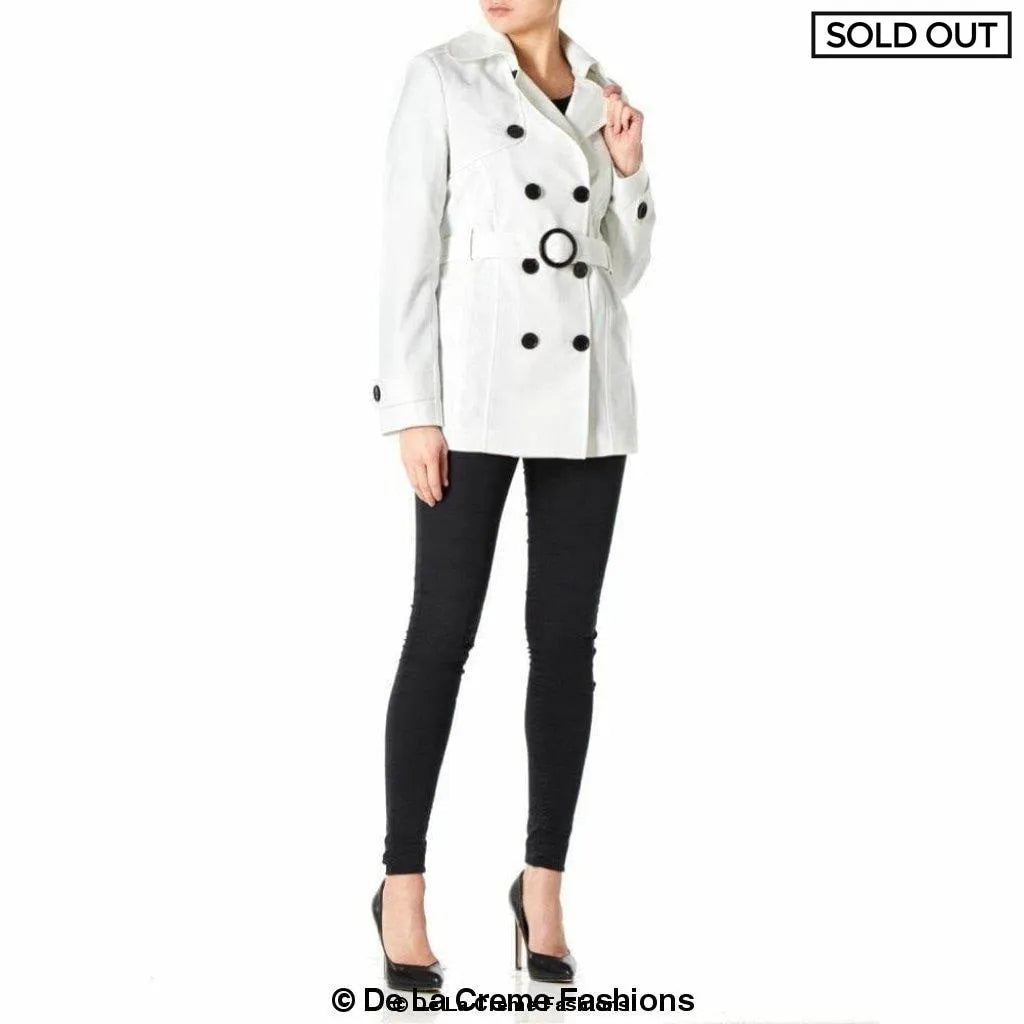 Womens Spring/Summer Double Breasted Short Belted Coat (1710-SP)
