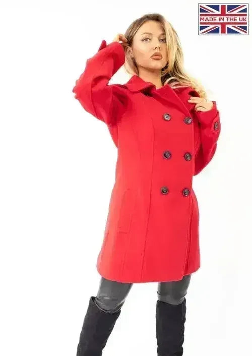 Wool Feel Double Breasted Hooded Coat - Femstylo