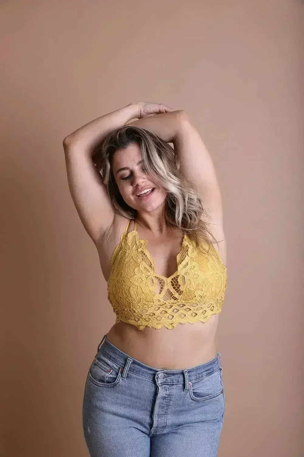 Plus Crochet Lace Longline Bralette - Femstylo