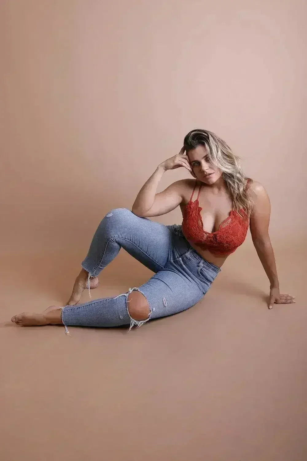 Plus Crochet Lace Longline Bralette - Femstylo