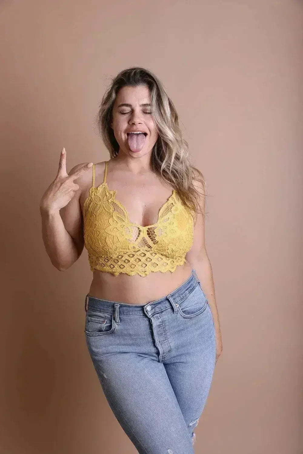 Plus Crochet Lace Longline Bralette - Femstylo